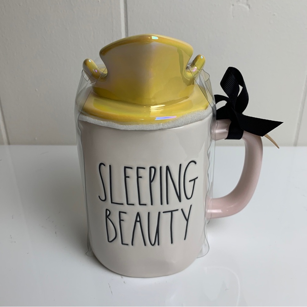 Rae Dunn Disney Sleeping Beauty Large Mug With Crown Topper Double Sided NEW